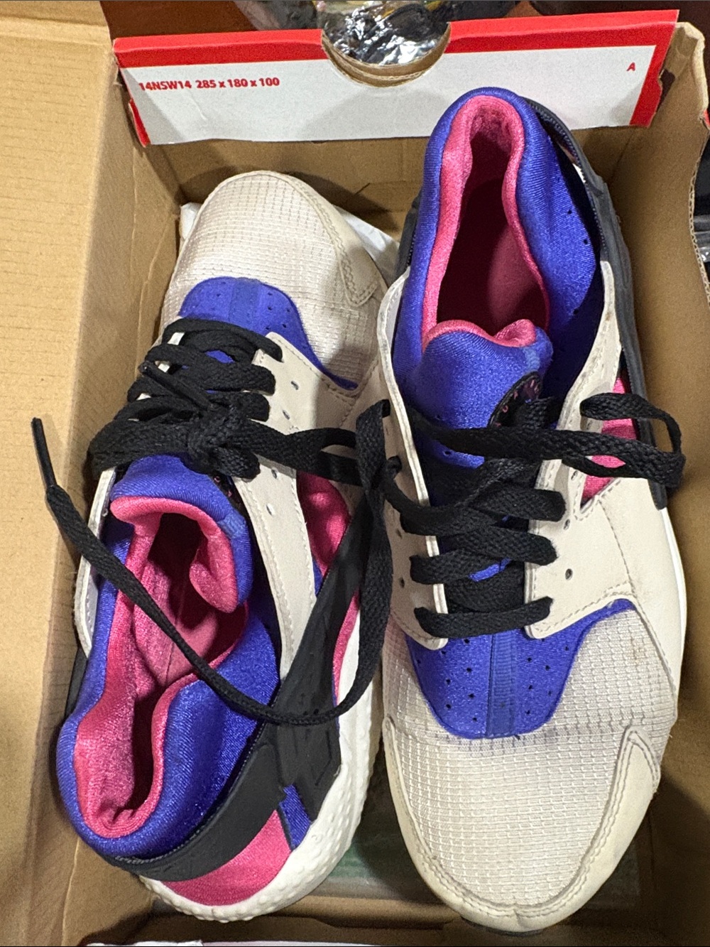 Nike Air Trainer Huarache Athletic Shoes in White & Purple US 5.5